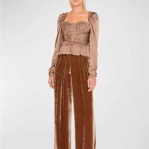 Ulla Johnson Mia Satin Bustier Peplum Blouse